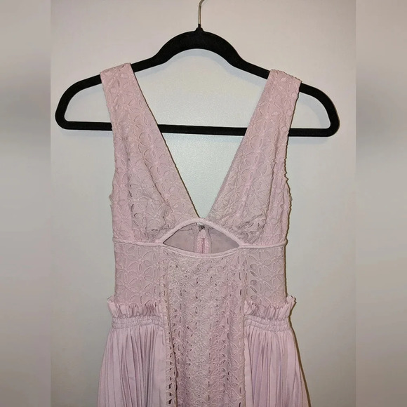 Self Portrait Broderie Anglaise And Pleated Panel Midi Lilac Dress Size 0 - Picture 5 of 12